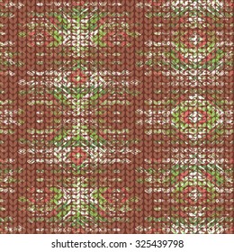 Vector seamless background with ethnic pattern, imitation jacquard knitting