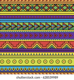 Vector Seamless background in Ethnic style  with a color geometric pattern.