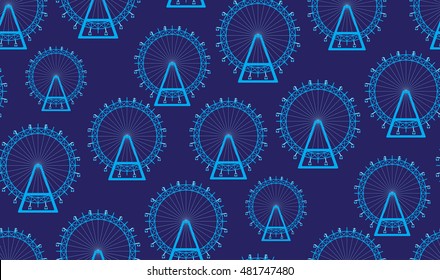 Vector seamless background of a Ferris wheel