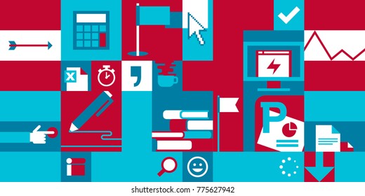 Vector seamless background of financial and business symbols