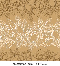 Vector seamless background with floral lacy borders