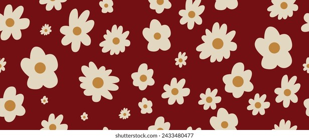 Vector seamless background. Floral pattern. Modern, bright and colorful daisy print. Ideal for textile design, screensavers, covers, cards, invitations and posters.