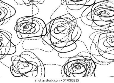 Vector seamless background . Floral repeating background. . Randomly to dispose of the branches. Contemporary graphic design. Thin black lines. Isolated background