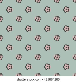 Vector seamless background with flowers.Stylized illustration. Simple doodles