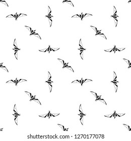 Vector seamless background with flying seagulls. Modern polygonal  design. Origami birds. Flat design pattern 
