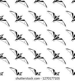 Vector seamless background with flying seagulls. Modern polygonal  design. Origami birds. Flat design pattern 