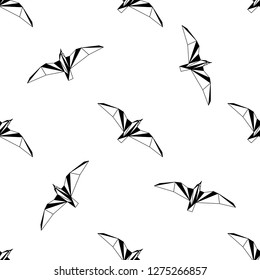 Vector seamless background with flying seagulls. Modern polygonal  design. Origami birds. Flat design pattern