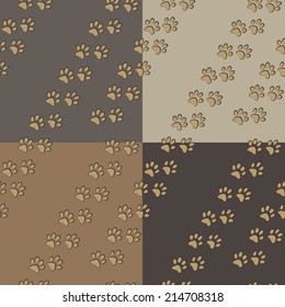 Vector Seamless background with footprint of cat and dog