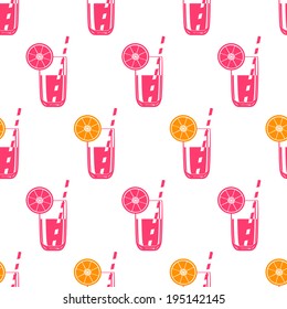 Vector seamless background with fruit juice glasses