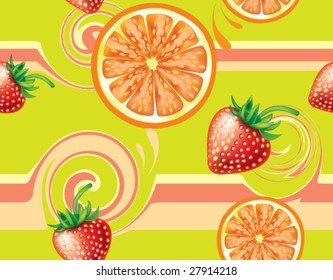 Vector seamless background with fruits
