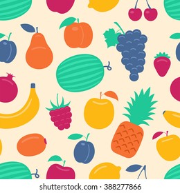 Vector seamless background with fruits