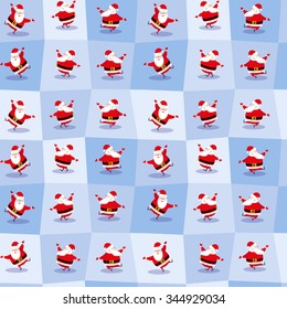 Vector seamless background funny dancing santa claus for design wallpaper or wrapping paper