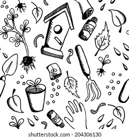 Vector seamless background for garden theme