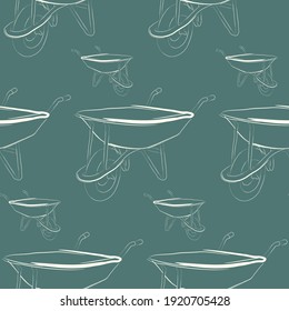 vector
seamless background with garden wheelbarrow