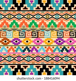 Vector seamless background with geometric ornaments aztec style