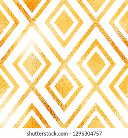 Vector seamless background with geometric pattern of gold foil