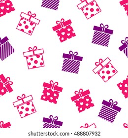 Vector seamless background with gift boxes for xmas or birthday illustration