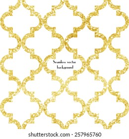 Vector seamless background. Golden glitter Moroccan tiles pattern.