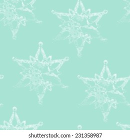vector seamless background with graceful engraving snowflakes