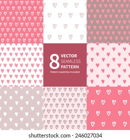 Vector seamless background of graphic hearts pattern for greeting or invitation cards, surface textures, gift paper. Holidays design for weddings, birthdays, Valentine's Day, Mother's Day.