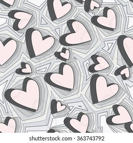 Vector seamless background. Graphically pattern elements in a form of hearts. Texture for Valentine's Day, printing, wrapping paper, background for wedding invitations, textiles, fabrics, home decor.