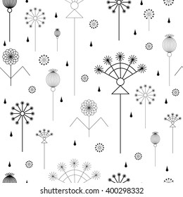 vector seamless background with grass in black and white