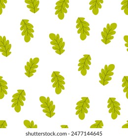 Vector sin costura de fondo de hojas de roble verde. 
