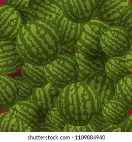 Vector seamless background of green watermelons