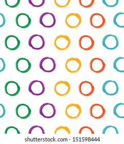 Vector seamless background with grunge drawing circles. Artistic pattern