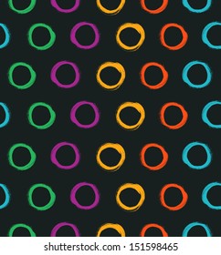 Vector seamless background with grunge drawing circles. Artistic contrast pattern