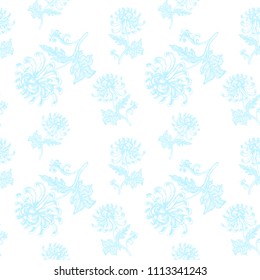 Vector seamless background of hand drawn flowers isolated on white. Vintage background for invitations and gift cards.