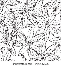 Vector seamless background with hand drawn illustration of herbs, or plants black on white field. Can be used for wallpaper, pattern fills, web page, surface textures, textile print, wrapping paper