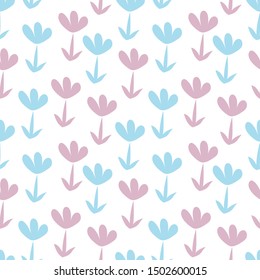 Vector seamless background with hand-drawn flowers, Botanical illustrations, floral elements, repeating background in Scandinavian style