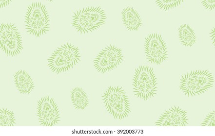 Vector seamless background of a head of a lion. Chaotic heads of a lion
