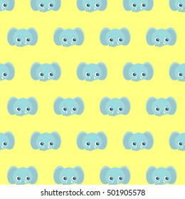 Vector seamless background of heads of elephants. 