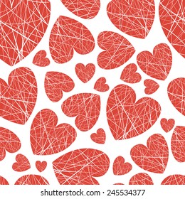 vector seamless background hearts of different sizes of thread