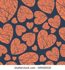 vector seamless background hearts of different sizes of thread