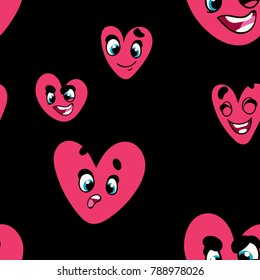 Vector seamless background with hearts and emotions. Vector Valentine's Day Pattern