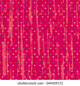 Vector seamless background of hearts on a red background