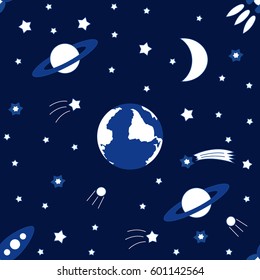 Vector seamless background to the holiday International Day Of Human Space Flight. Illustration for celebration design. It can be used for decoration greetings, invitations, advertising banner, poster