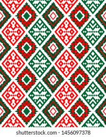 Vector seamless background with Holly leaves and berries