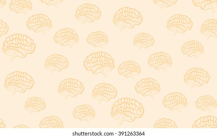Vector seamless background illustration of the brain on a  background. Figure of the brain.