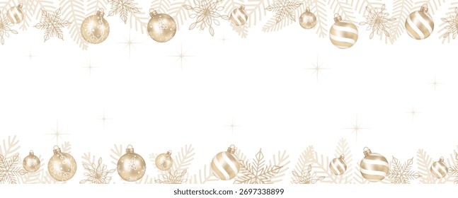 Vector Seamless Background Illustration With Christmas Balls And Text Space. Horizontally Repeatable.