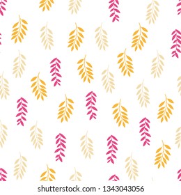 Vector seamless background with illustrations of leaves. For print textile, scrapbooking, wrapping paper, fabric, covers. Wallpaper. - Vector. Decor for paper. Natural pattern. Organic.