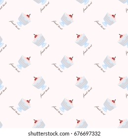 Vector seamless background image colorful tea time sweet dessert fruit tart