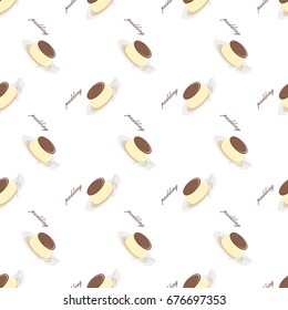 Vector seamless background image colorful tea time sweet dessert pudding