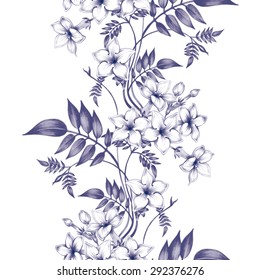 Vector seamless background. Jasmine flowers.Design for fabrics, textiles, paper, wallpaper, web. Vintage. Floral ornament. Black and white.