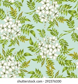 Vector seamless background. Jasmine flowers.Design for fabrics, textiles, paper, wallpaper, web. Vintage. Floral ornament.