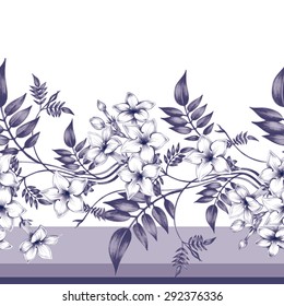 Vector seamless background. Jasmine flowers.Design for fabrics, textiles, paper, wallpaper, web. Vintage. Floral ornament. Black and white.