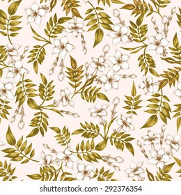 Vector seamless background. Jasmine flowers.Design for fabrics, textiles, paper, wallpaper, web. Vintage. Floral ornament.